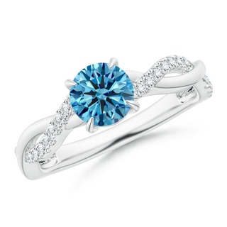 5.9mm Labgrown Classic Solitaire Lab-Grown Fancy Intense Blue Diamond Twist Shank Engagement Ring in P950 Platinum