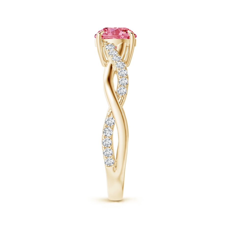 5.9mm Labgrown Classic Solitaire Lab-Grown Fancy Intense Pink Diamond Twist Shank Engagement Ring in Yellow Gold side 299