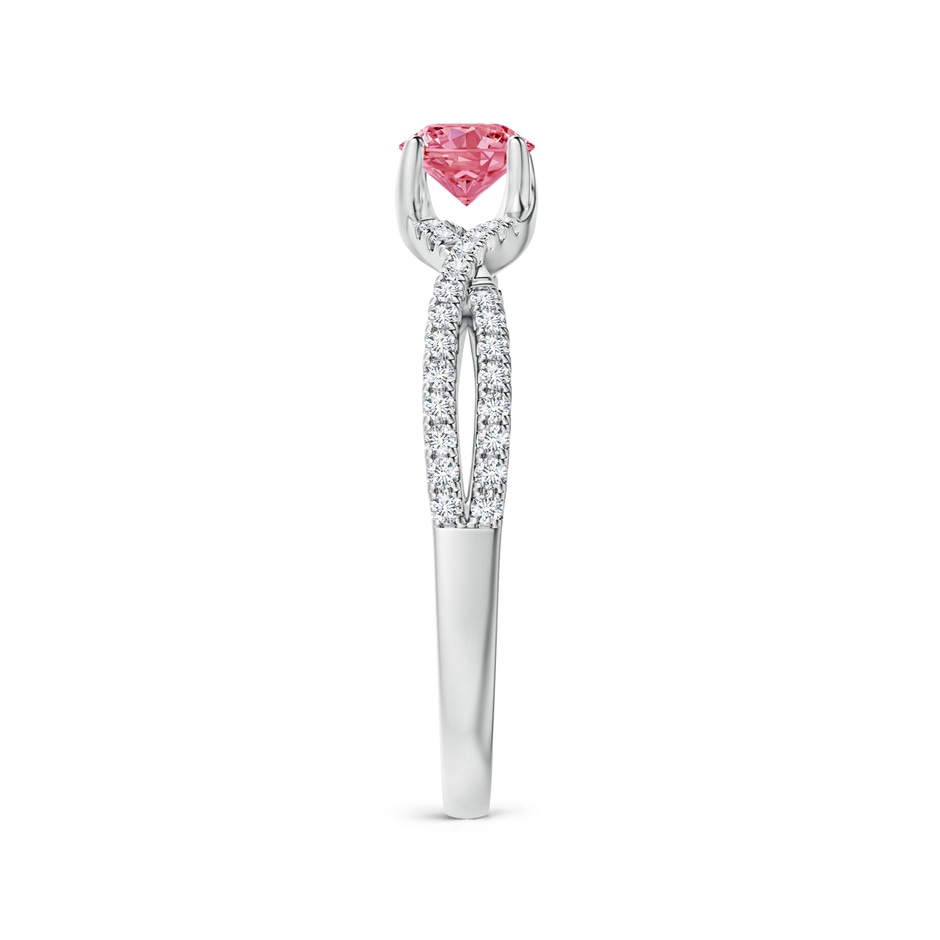 4.5mm Labgrown Twist Shank Solitaire Round Lab-Grown Fancy Intense Pink Diamond Engagement Ring in White Gold side 299