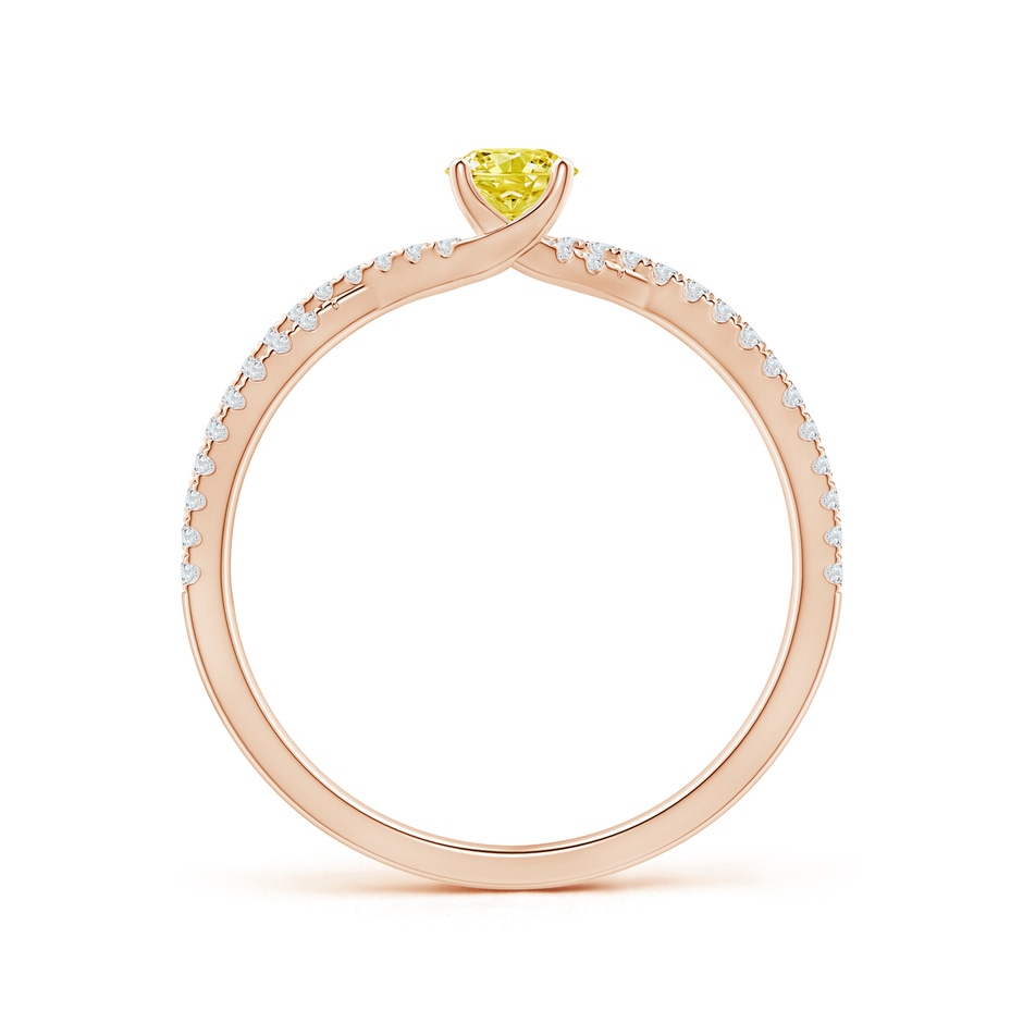 4mm Labgrown Twist Shank Solitaire Round Lab-Grown Fancy Intense Yellow Diamond Engagement Ring in Rose Gold side 199