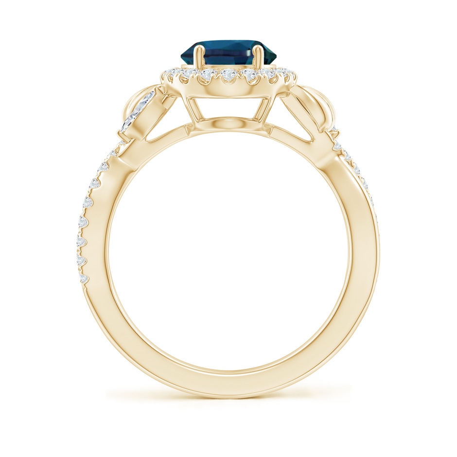 9x7mm Labgrown Oval Lab-Grown Alexandrite Twisted Vine Ring with Diamond Halo in Yellow Gold side 199