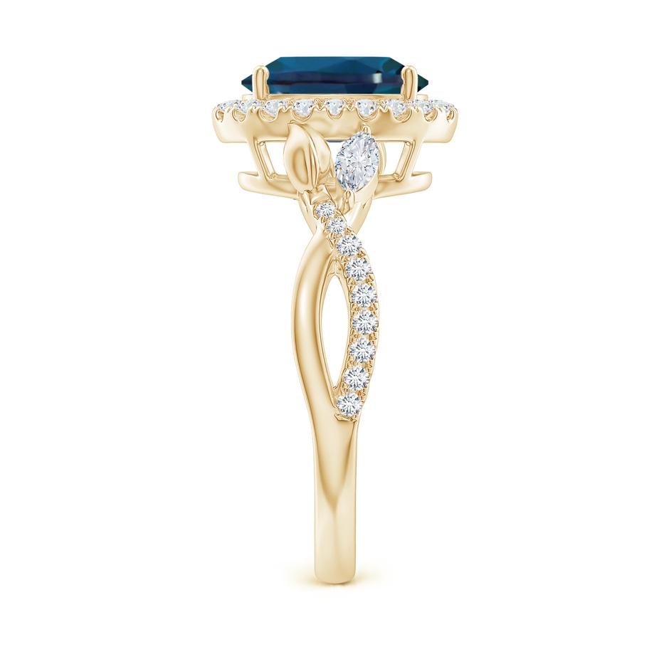 9x7mm Labgrown Oval Lab-Grown Alexandrite Twisted Vine Ring with Diamond Halo in Yellow Gold side 299