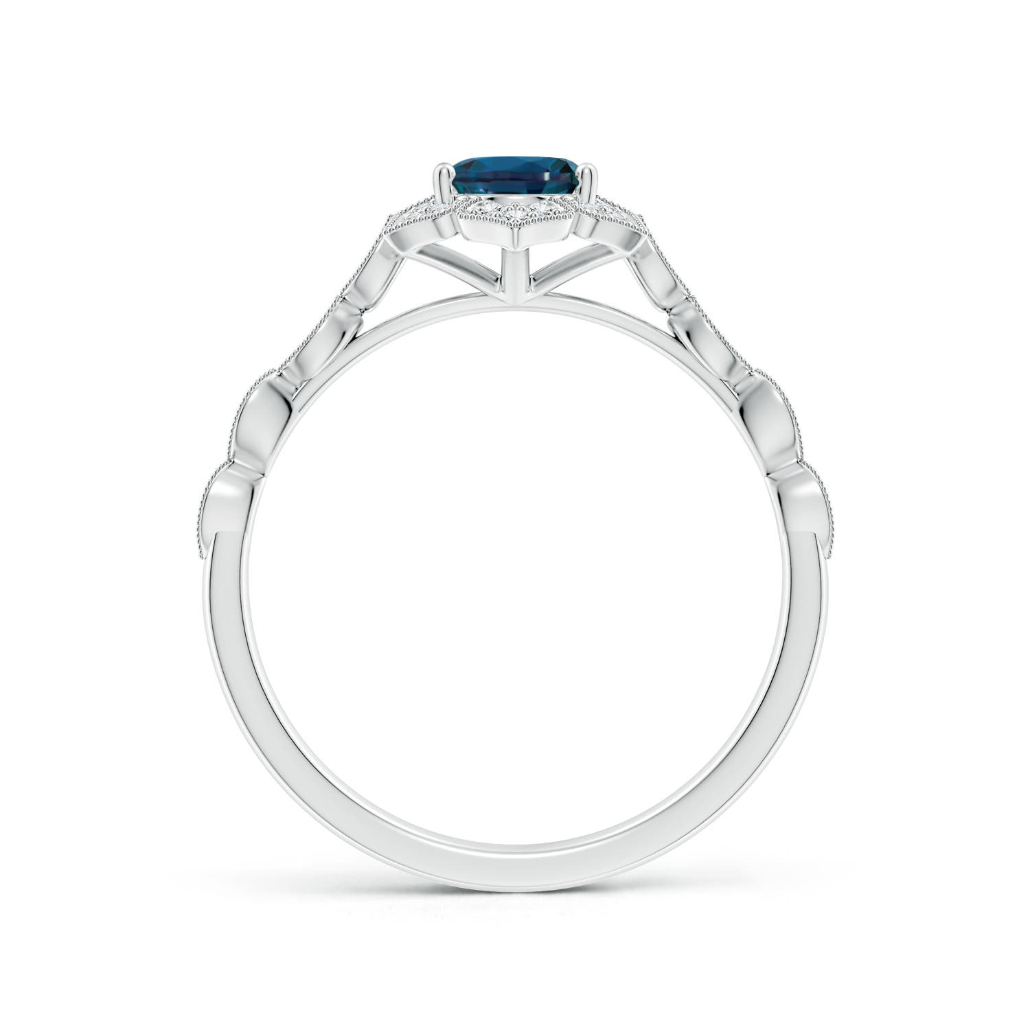 7x5mm Labgrown Oval Lab-Grown Alexandrite Trillium Floral Shank Ring in White Gold