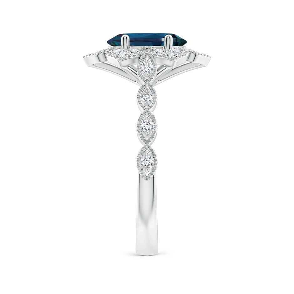 9x7mm Labgrown Oval Lab-Grown Alexandrite Trillium Floral Shank Ring in 18K White Gold side 299