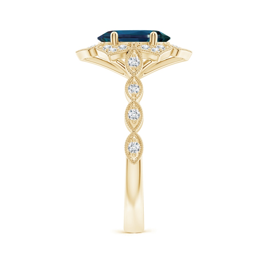 9x7mm Labgrown Oval Lab-Grown Alexandrite Trillium Floral Shank Ring in 18K Yellow Gold side 299
