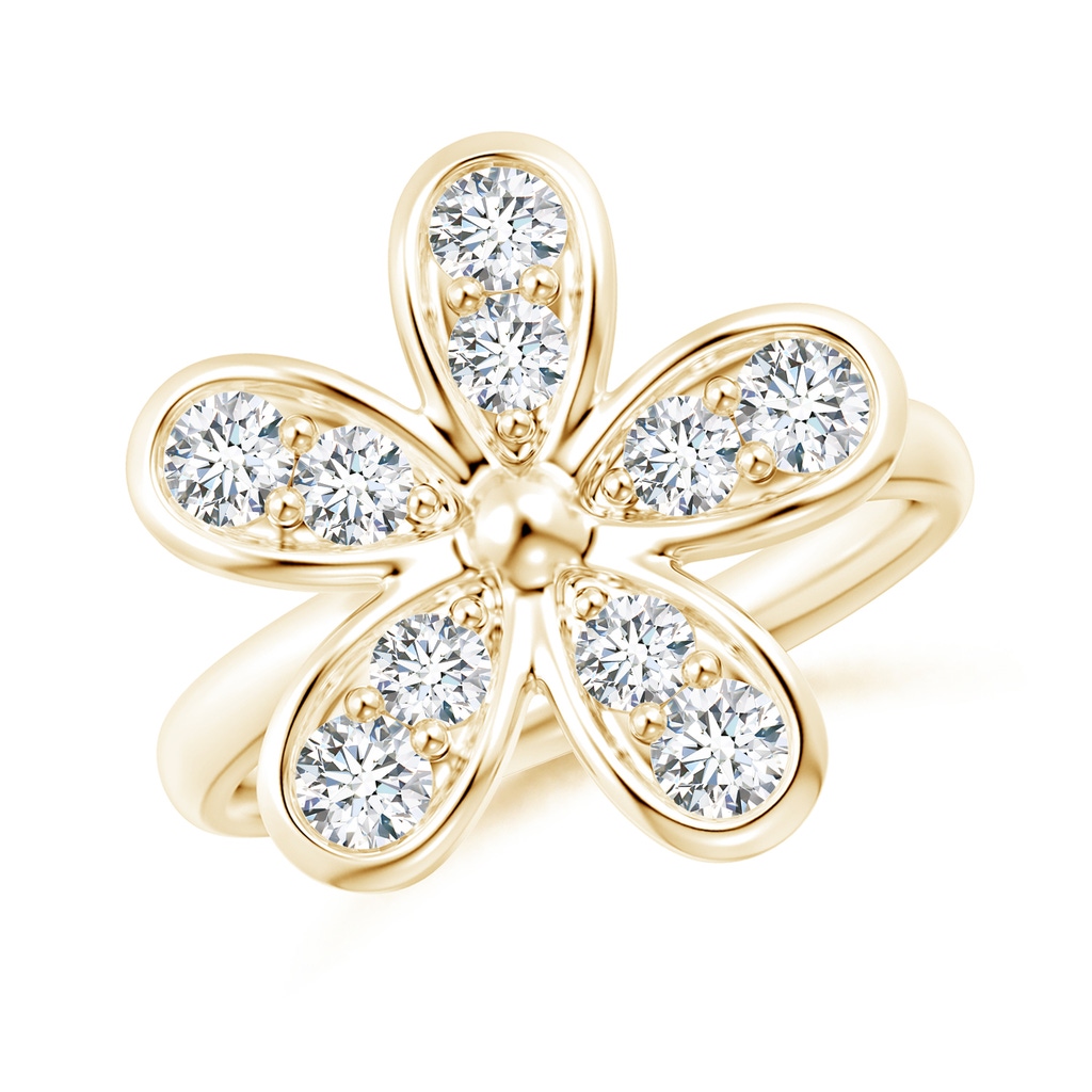 3.1mm FGVS Lab-Grown Pave-Set Diamond Daisy Ring in Yellow Gold