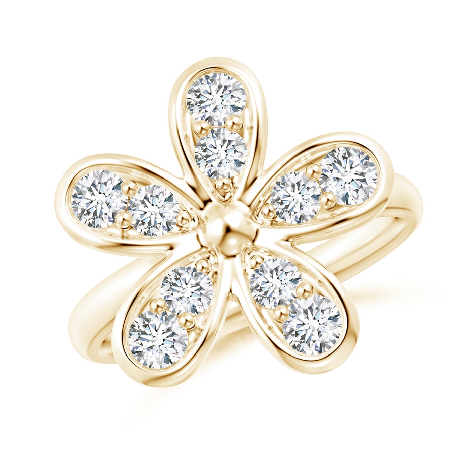 3.1mm FGVS Lab-Grown Pave-Set Diamond Daisy Ring in Yellow Gold 