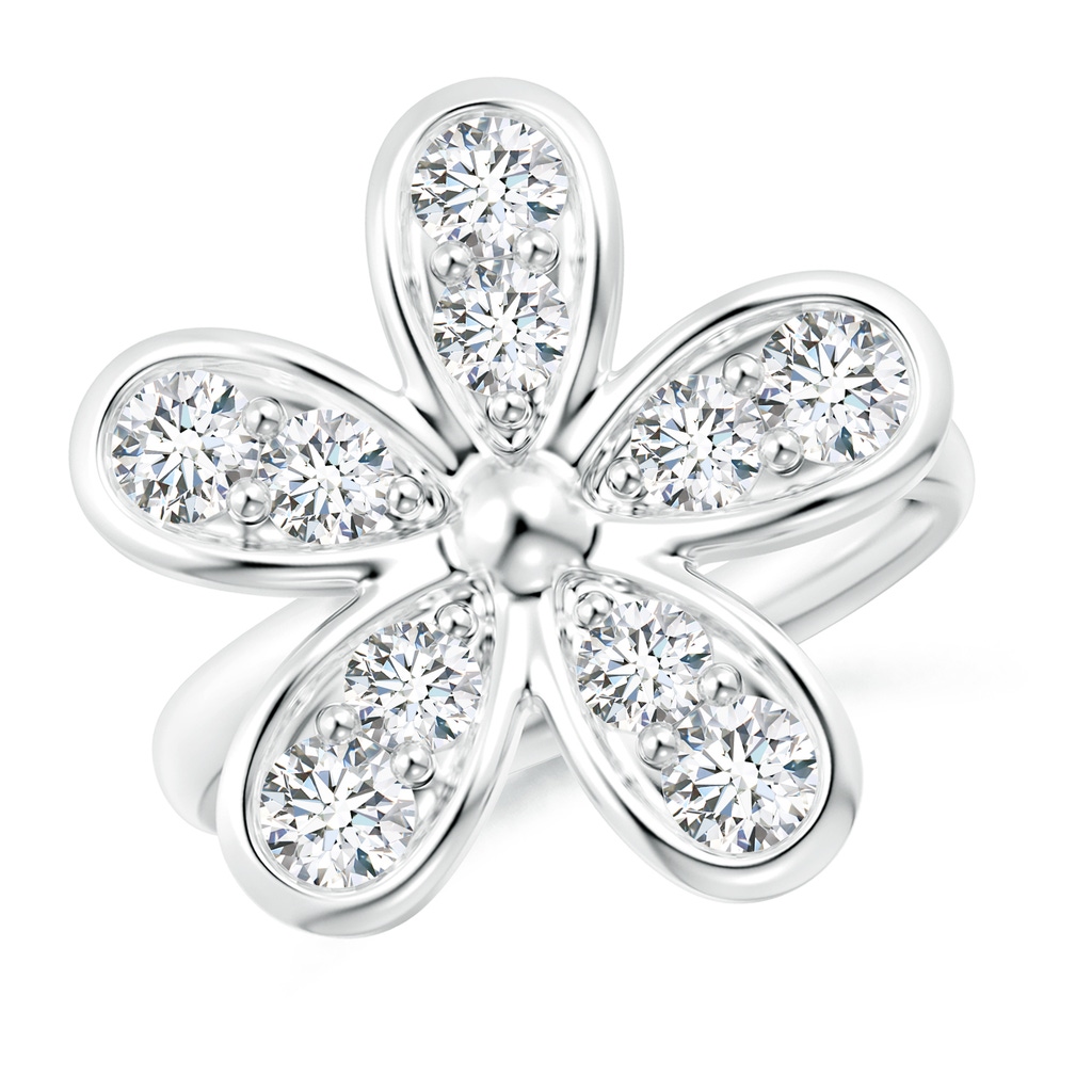 3.5mm FGVS Lab-Grown Pavé-Set Diamond Daisy Ring in 18K White Gold