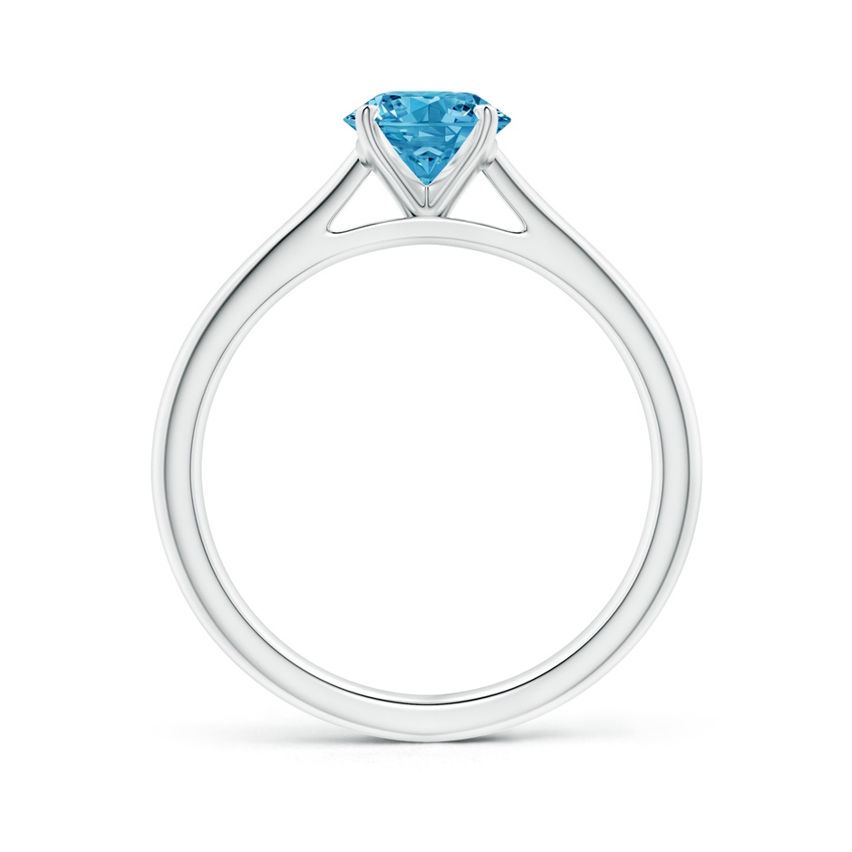 6.4mm Labgrown Round Lab-Grown Fancy Intense Blue Diamond Tapered Cathedral Solitaire Engagement Ring in P950 Platinum side 199