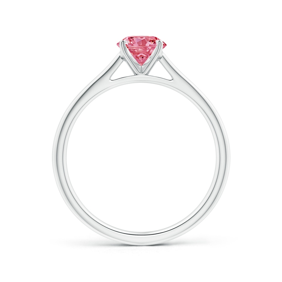 5.9mm Labgrown Round Lab-Grown Fancy Intense Pink Diamond Tapered Cathedral Solitaire Engagement Ring in White Gold side 199