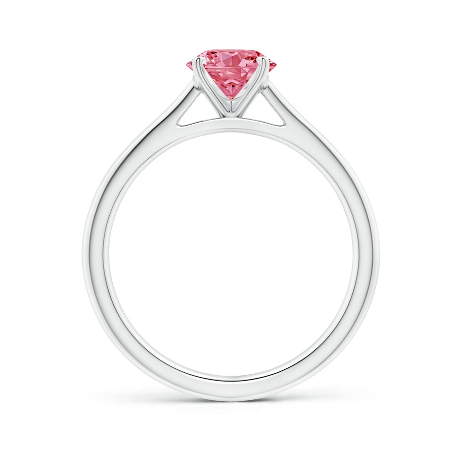 6.4mm Labgrown Round Lab-Grown Fancy Intense Pink Diamond Tapered Cathedral Solitaire Engagement Ring in White Gold side 199