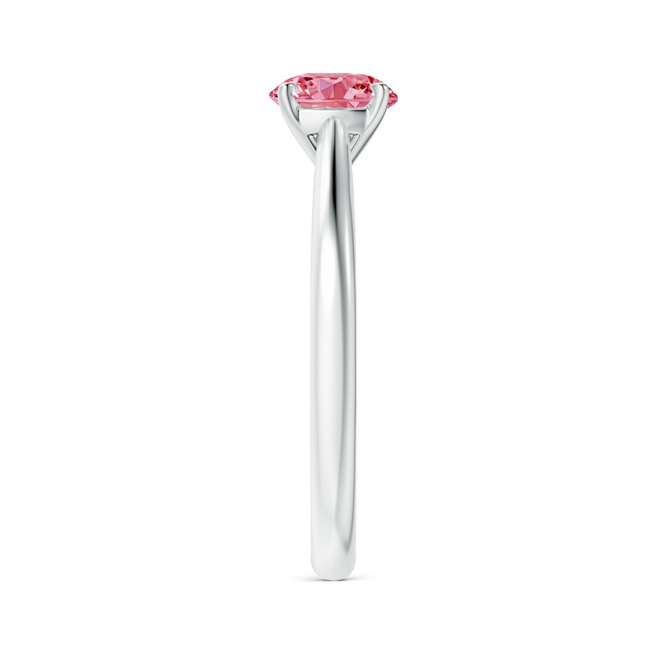 6.4mm Labgrown Round Lab-Grown Fancy Intense Pink Diamond Tapered Cathedral Solitaire Engagement Ring in White Gold side 299