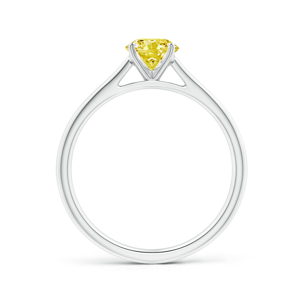 5.9mm Labgrown Round Lab-Grown Fancy Intense Yellow Diamond Tapered Cathedral Solitaire Engagement Ring in White Gold - side 199