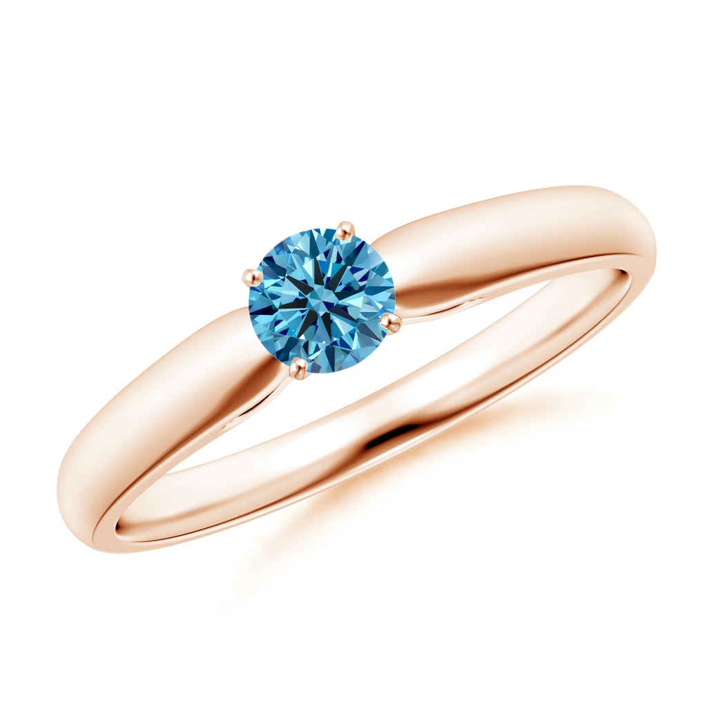 4.1mm Labgrown Classic Solitaire Lab-Grown Fancy Intense Blue Diamond Rounded Cathedral Engagement Ring in Rose Gold