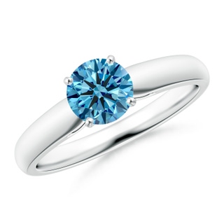 5.9mm Labgrown Classic Solitaire Lab-Grown Fancy Intense Blue Diamond Rounded Cathedral Engagement Ring in White Gold