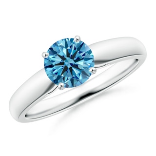 6.4mm Labgrown Classic Solitaire Lab-Grown Fancy Intense Blue Diamond Rounded Cathedral Engagement Ring in P950 Platinum