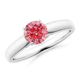 5.9mm Labgrown Classic Solitaire Lab-Grown Fancy Intense Pink Diamond Rounded Cathedral Engagement Ring in P950 Platinum