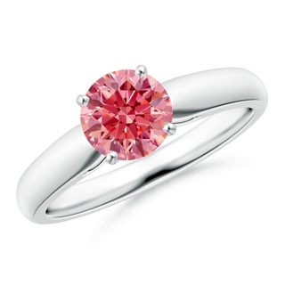 6.4mm Labgrown Classic Solitaire Lab-Grown Fancy Intense Pink Diamond Rounded Cathedral Engagement Ring in P950 Platinum