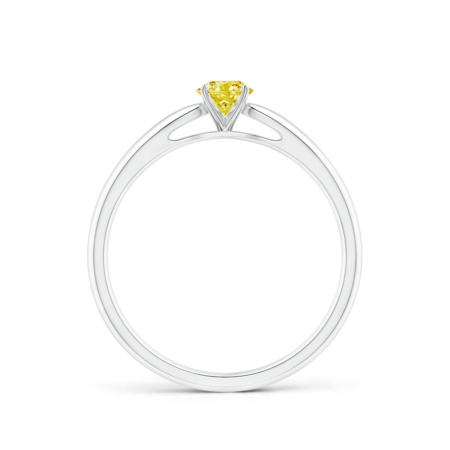 4.1mm Labgrown Classic Solitaire Lab-Grown Fancy Intense Yellow Diamond Rounded Cathedral Engagement Ring in 18K White Gold