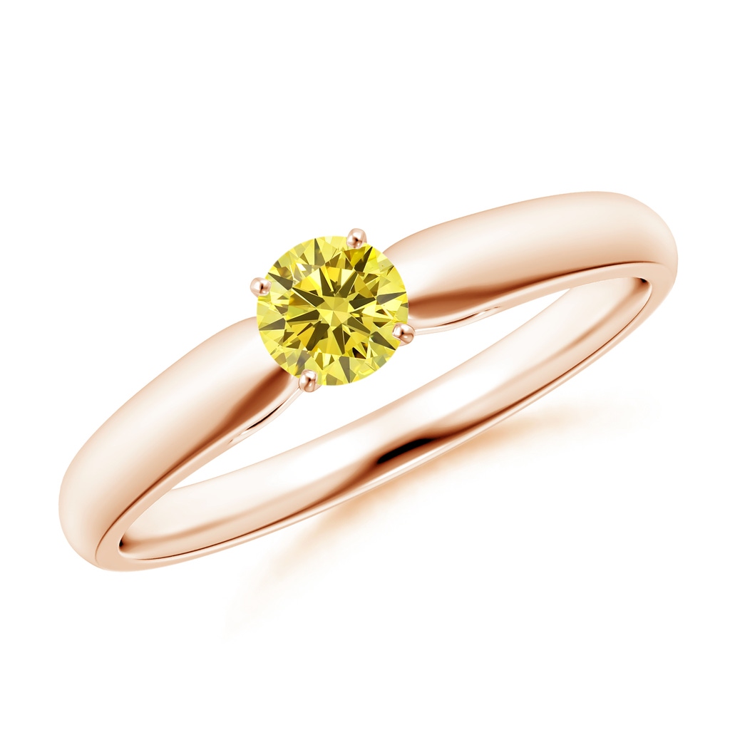 4.1mm Labgrown Classic Solitaire Lab-Grown Fancy Intense Yellow Diamond Rounded Cathedral Engagement Ring in Rose Gold