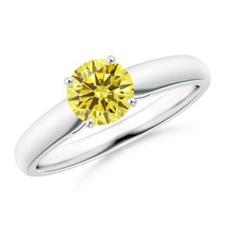 5.9mm Labgrown Classic Solitaire Lab-Grown Fancy Intense Yellow Diamond Rounded Cathedral Engagement Ring in White Gold