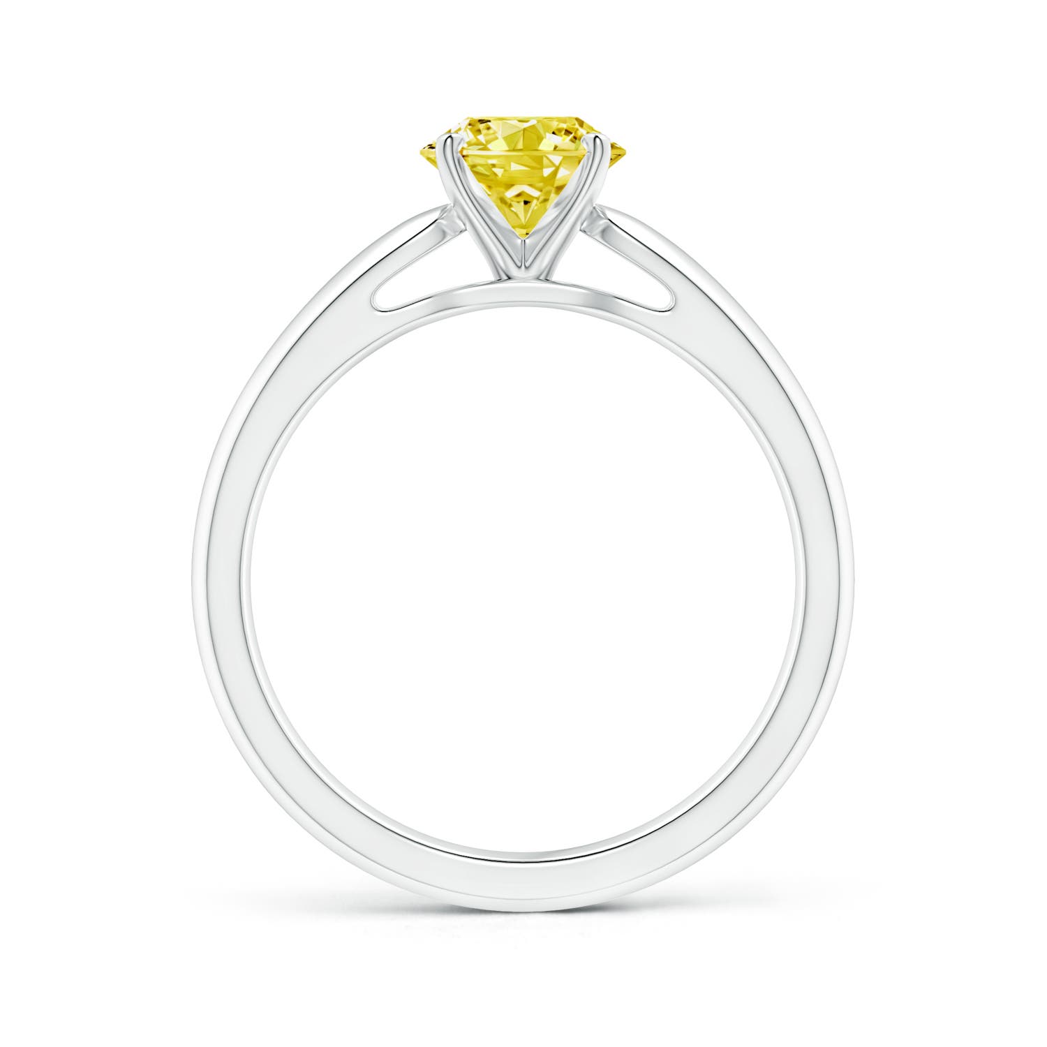 6.4mm Labgrown Classic Solitaire Lab-Grown Fancy Intense Yellow Diamond Rounded Cathedral Engagement Ring in 18K White Gold