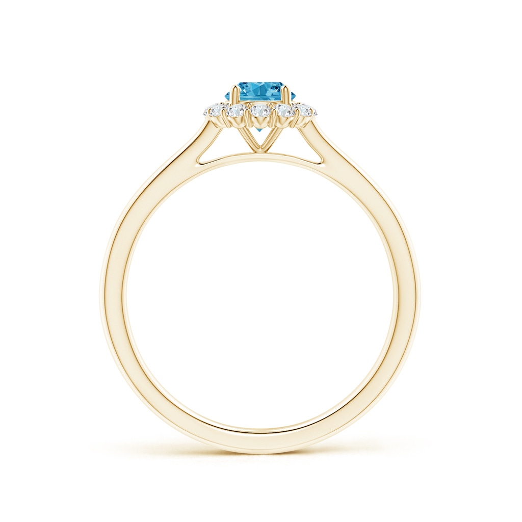 4.5mm Labgrown Classic Round Lab-Grown Fancy Intense Blue Diamond Scalloped Halo Ring in Yellow Gold - side 199