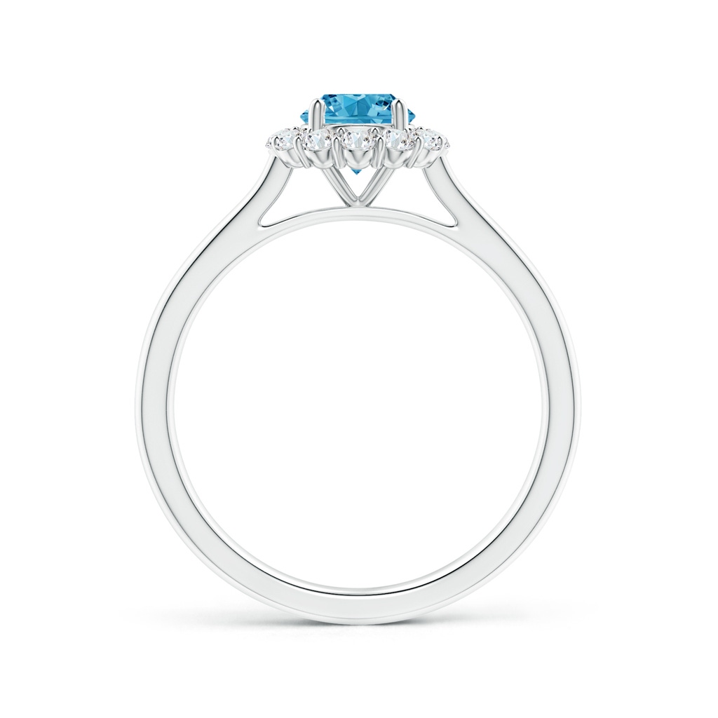 5.2mm Labgrown Classic Round Lab-Grown Fancy Intense Blue Diamond Scalloped Halo Ring in White Gold - side 199