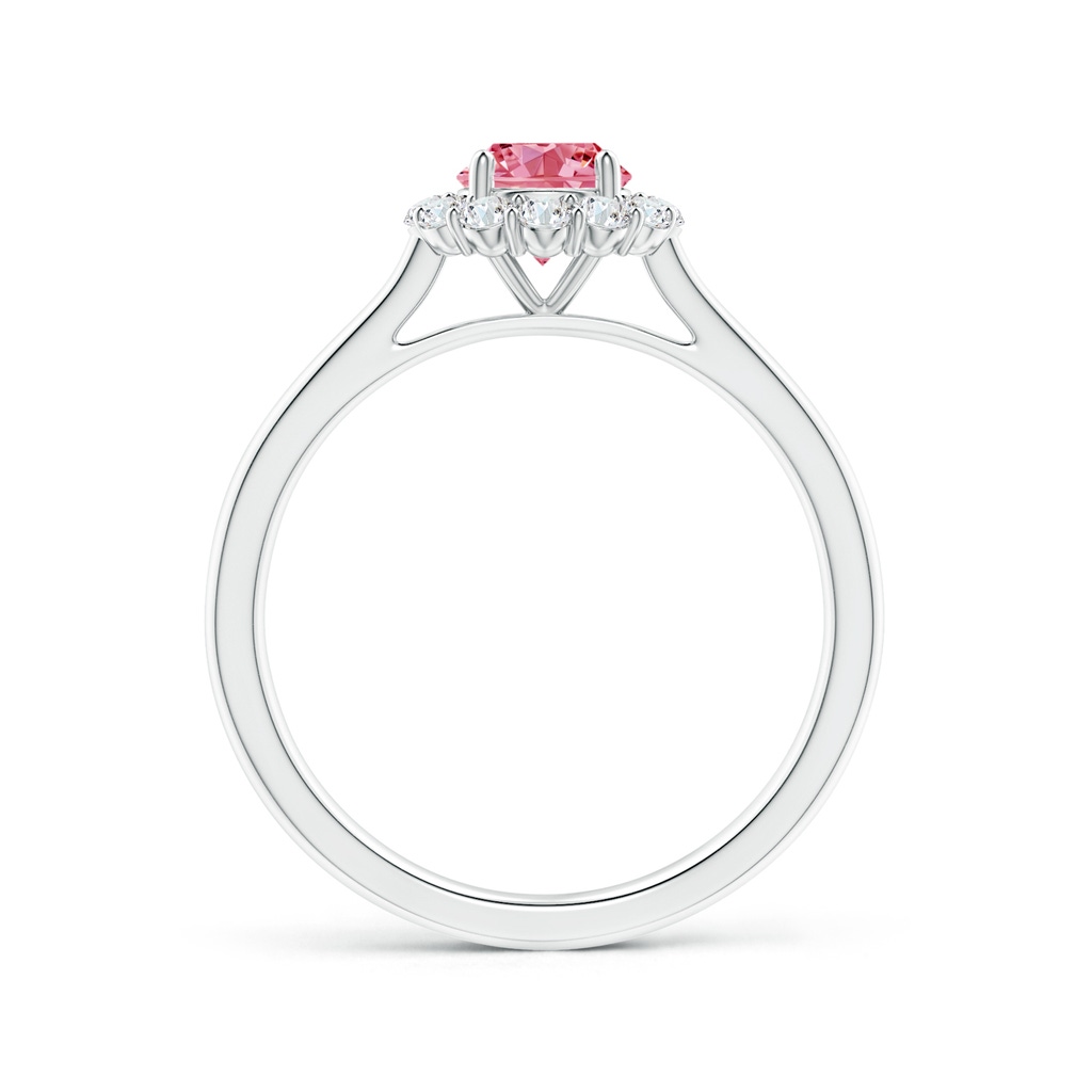 5.2mm Labgrown Classic Round Lab-Grown Fancy Intense Pink Diamond Scalloped Halo Ring in White Gold - side 199