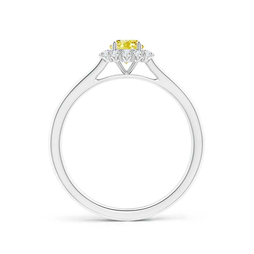 4.5mm Labgrown Classic Round Lab-Grown Fancy Intense Yellow Diamond Scalloped Halo Ring in P950 Platinum - side 199