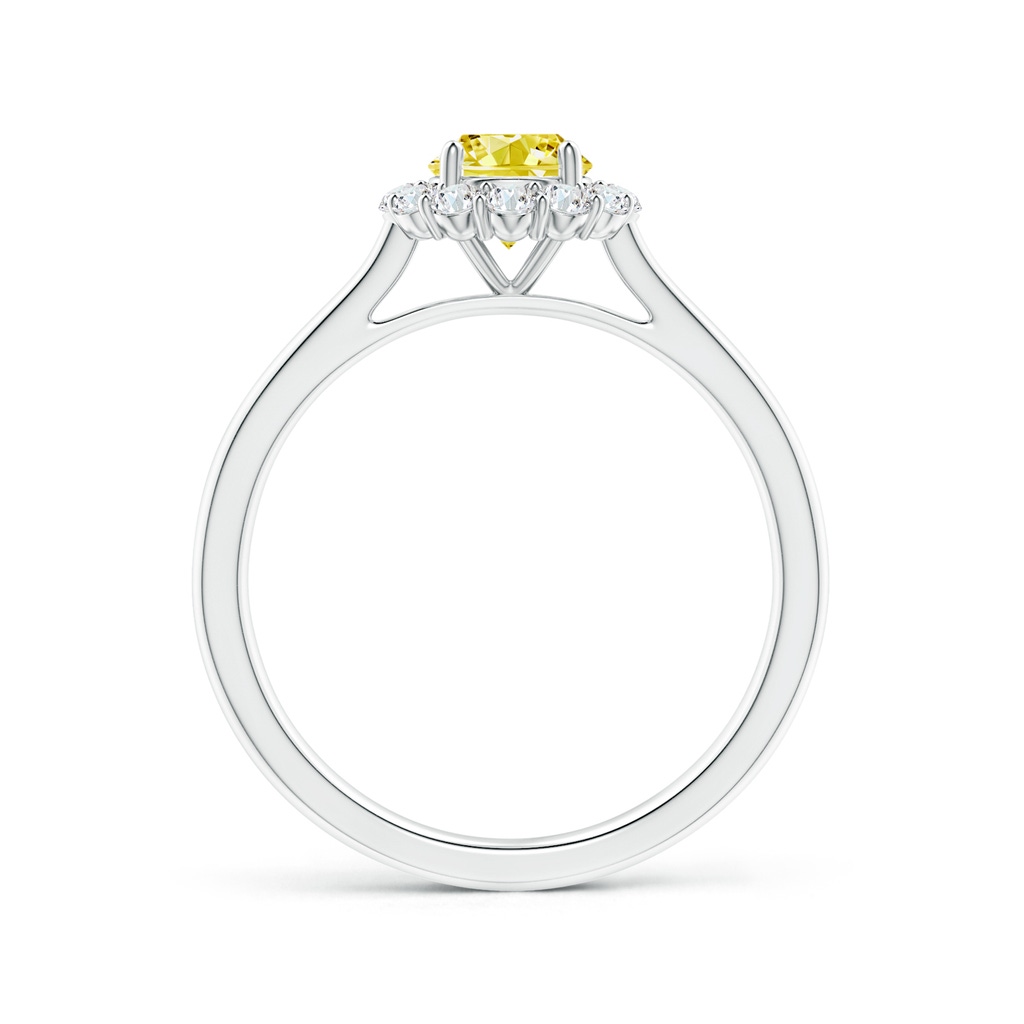 5.2mm Labgrown Classic Round Lab-Grown Fancy Intense Yellow Diamond Scalloped Halo Ring in White Gold - side 199