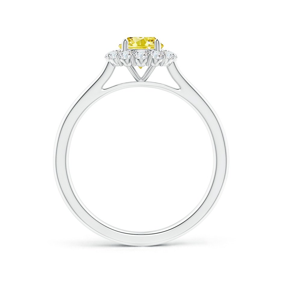 5.2mm Labgrown Classic Round Lab-Grown Fancy Intense Yellow Diamond Scalloped Halo Ring in White Gold side 199