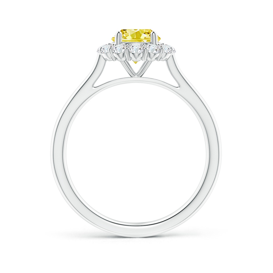 5.8mm Labgrown Classic Round Lab-Grown Fancy Intense Yellow Diamond Scalloped Halo Ring in White Gold side 199
