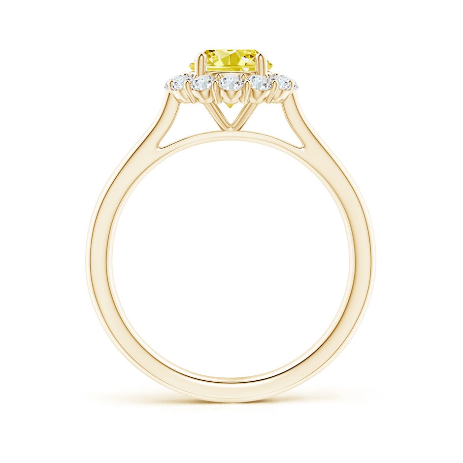 5.8mm Labgrown Classic Round Lab-Grown Fancy Intense Yellow Diamond Scalloped Halo Ring in Yellow Gold side 199