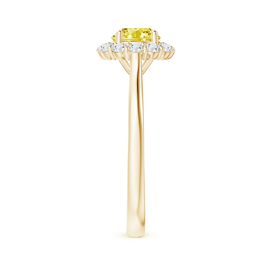5.8mm Labgrown Classic Round Lab-Grown Fancy Intense Yellow Diamond Scalloped Halo Ring in Yellow Gold side 299