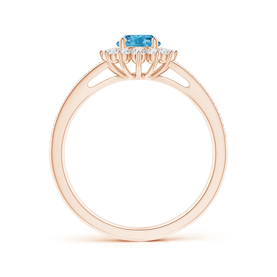 4.9mm Labgrown Classic Floral Halo Round Lab-Grown Fancy Intense Blue Diamond Ring with Accents in Rose Gold side 199