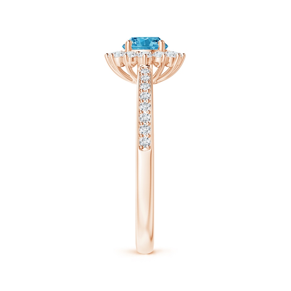 4.9mm Labgrown Classic Floral Halo Round Lab-Grown Fancy Intense Blue Diamond Ring with Accents in Rose Gold side 299