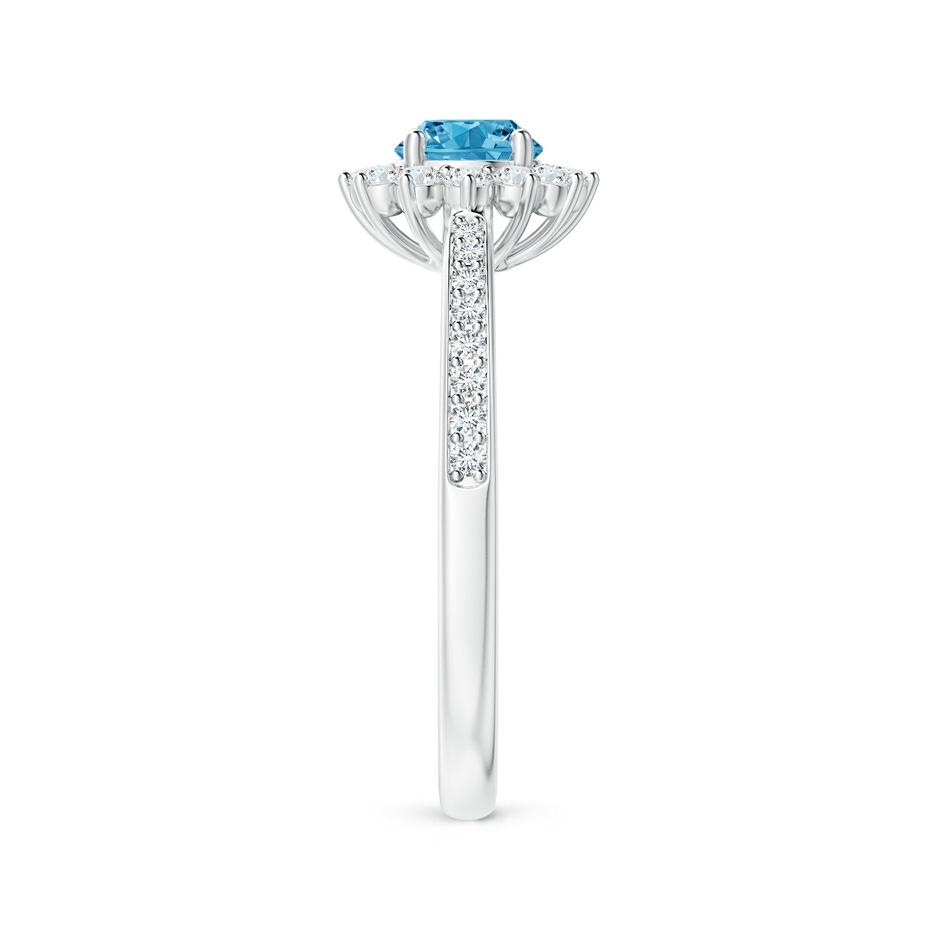 4.9mm Labgrown Classic Floral Halo Round Lab-Grown Fancy Intense Blue Diamond Ring with Accents in White Gold side 299