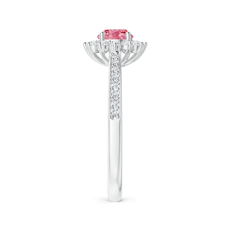 4.9mm Labgrown Classic Floral Halo Round Lab-Grown Fancy Intense Pink Diamond Ring with Accents in White Gold side 299