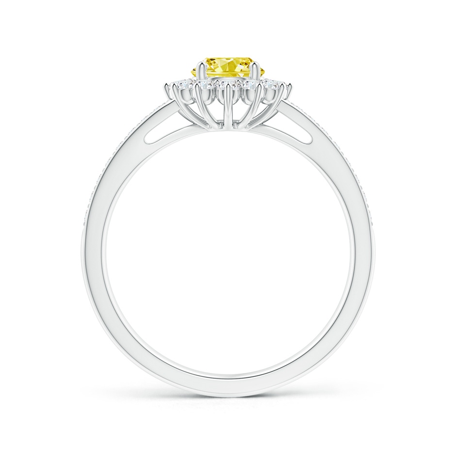 4.9mm Labgrown Classic Floral Halo Round Lab-Grown Fancy Intense Yellow Diamond Ring with Accents in White Gold side 199