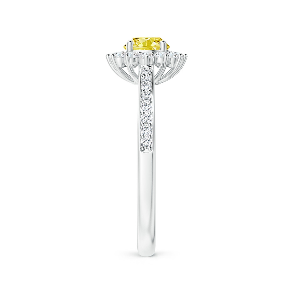 4.9mm Labgrown Classic Floral Halo Round Lab-Grown Fancy Intense Yellow Diamond Ring with Accents in White Gold side 299