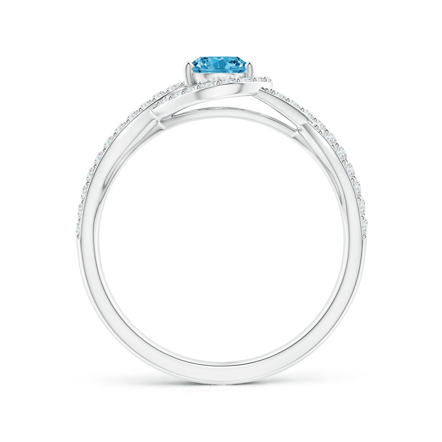 4.9mm Labgrown Criss Cross Infinity Halo Lab-Grown Fancy Intense Blue Diamond Ring in White Gold - side 2