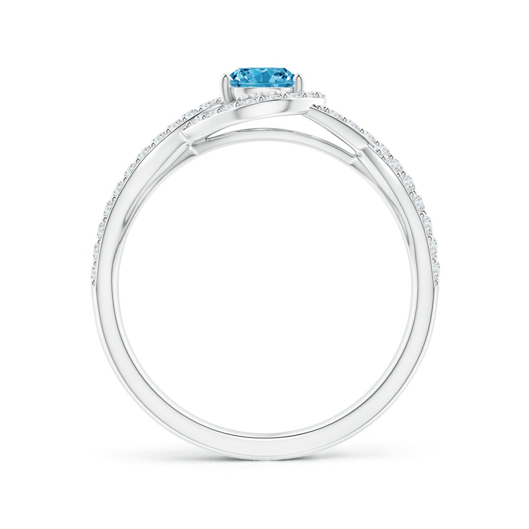 4.9mm Labgrown Criss Cross Infinity Halo Lab-Grown Fancy Intense Blue Diamond Ring in White Gold - side 2