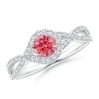 4.9mm Labgrown Criss Cross Infinity Halo Lab-Grown Fancy Intense Pink Diamond Ring in P950 Platinum