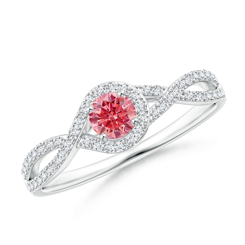 4mm Labgrown Criss Cross Infinity Halo Lab-Grown Fancy Intense Pink Diamond Ring in P950 Platinum