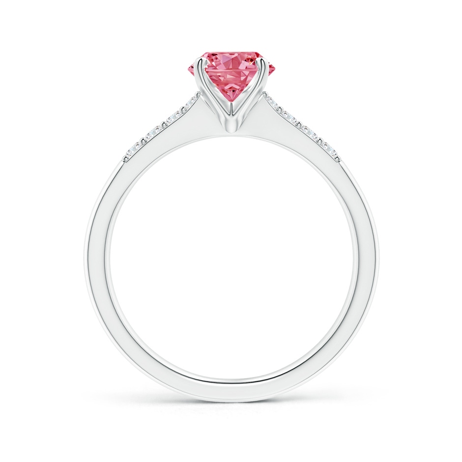 5.6mm Labgrown Solitaire Lab-Grown Fancy Intense Pink Diamond Tapered Shank Engagement Ring with Accents in P950 Platinum side 199