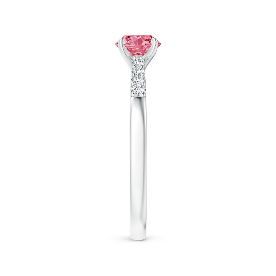 5.6mm Labgrown Solitaire Lab-Grown Fancy Intense Pink Diamond Tapered Shank Engagement Ring with Accents in P950 Platinum side 299