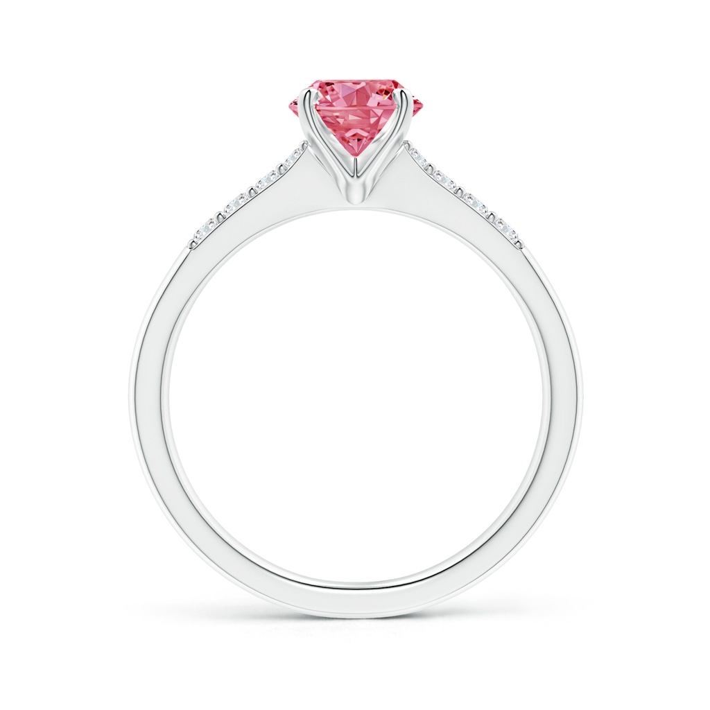 5.6mm Labgrown Solitaire Lab-Grown Fancy Intense Pink Diamond Tapered Shank Engagement Ring with Accents in White Gold - side 199