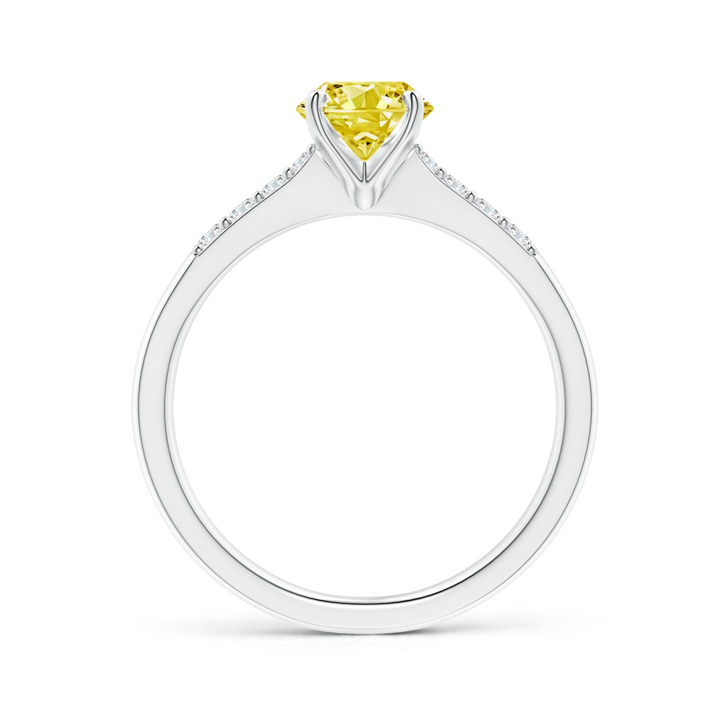 5.6mm Labgrown Solitaire Lab-Grown Fancy Intense Yellow Diamond Tapered Shank Engagement Ring with Accents in White Gold - side 199