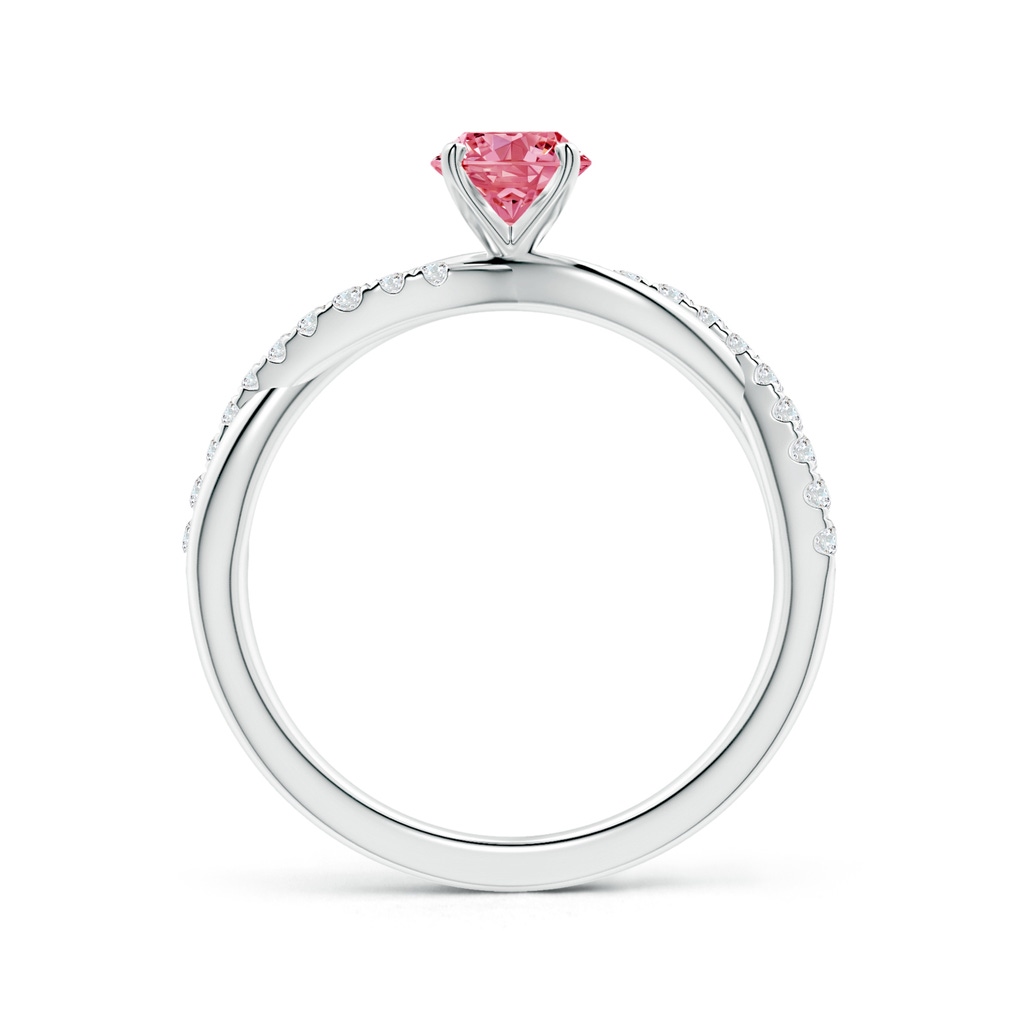 5.2mm Labgrown Solitaire Lab-Grown Fancy Intense Pink Diamond Twist Shank Engagement Ring with Accents in White Gold - side 199
